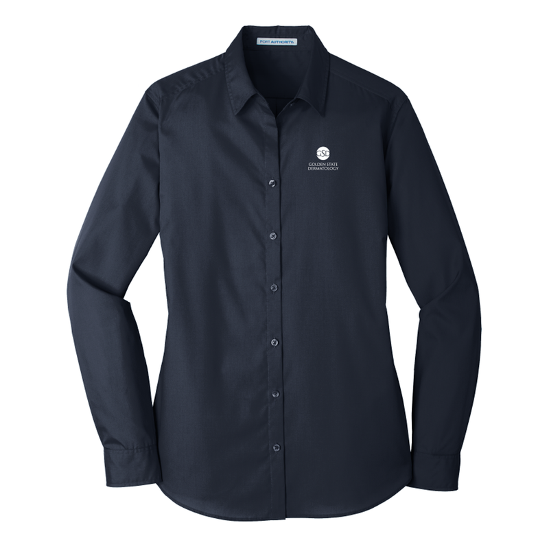 GSD Port Authority® Women's Long Sleeve Carefree Poplin Shirt - Golden State Dermatology