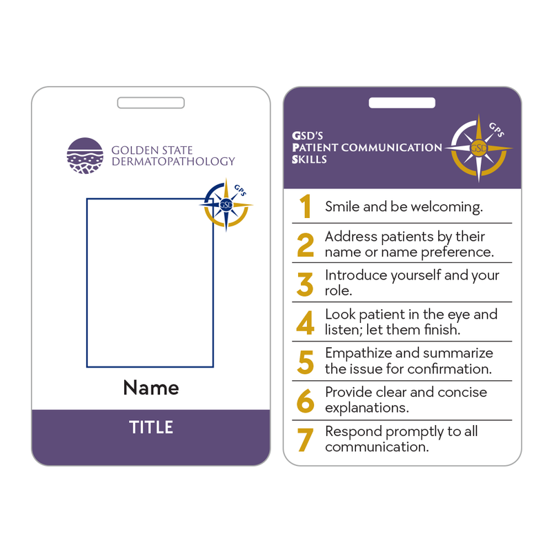 Double-Sided Name Badges - Golden State Dermatopathology