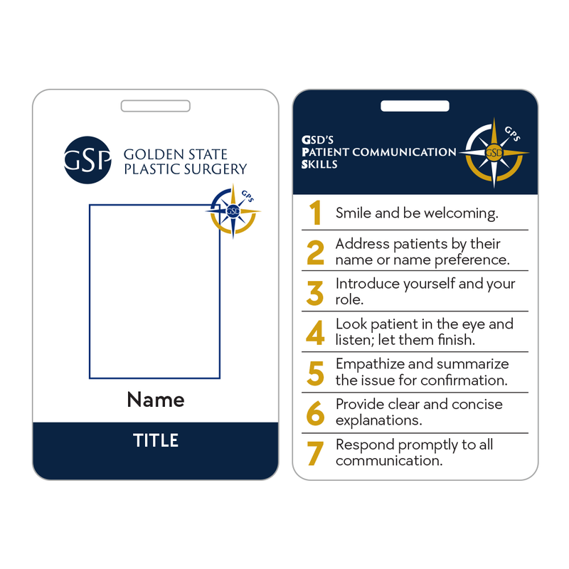 Double-Sided Name Badges - Golden State Plastic Surgery